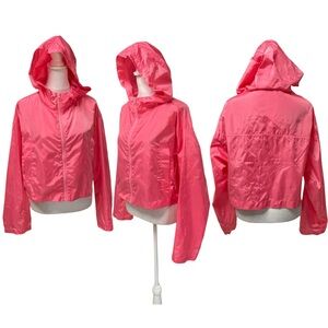 ASOS Pink Cropped Long Sleeve Zip Front Lightweight Windbreaker Hoodie Size 2